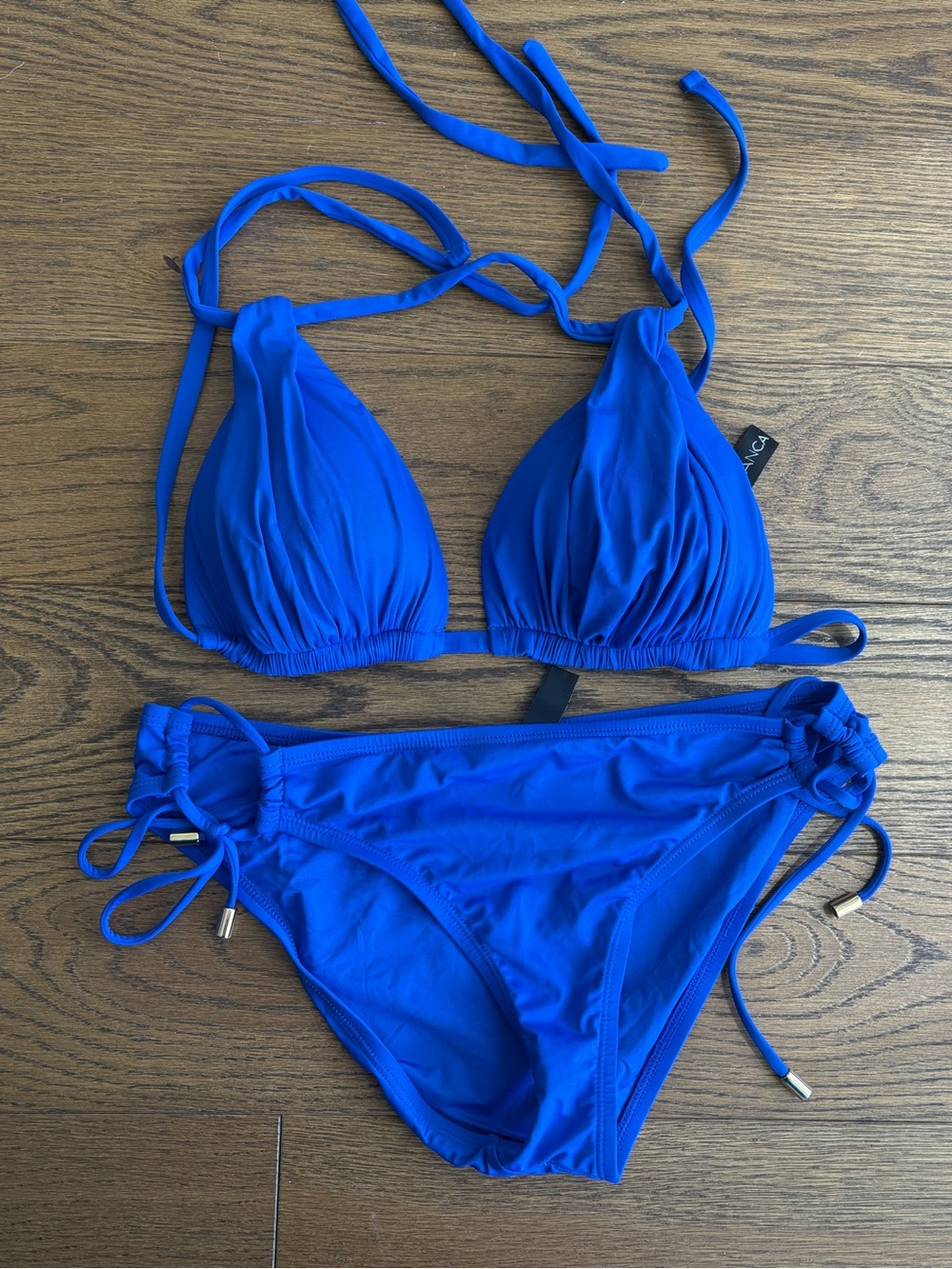 La Blanca Electric Blue Tie-Side Triangle Bikini